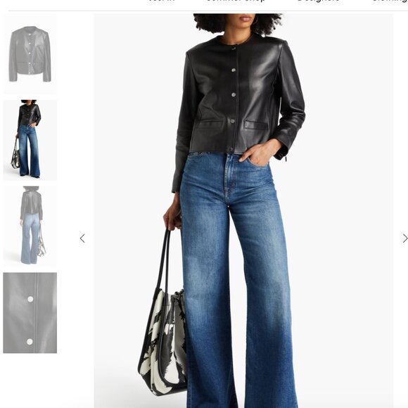 Theory The Crop Cropped Leather Boxy Lady Blazer Jacket size 10 - Picture 2 of 8